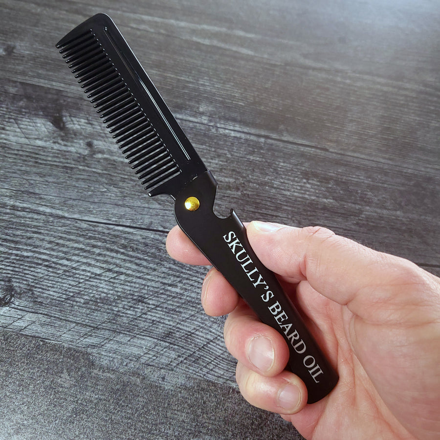 Folding Comb (Black Handle) & Solid Cologne combo pack