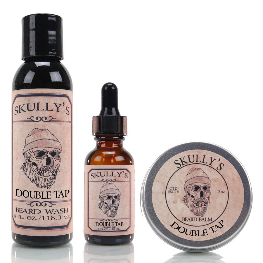 Double Tap Beard Oil, Beard Balm & Beard Wash Combo Pack