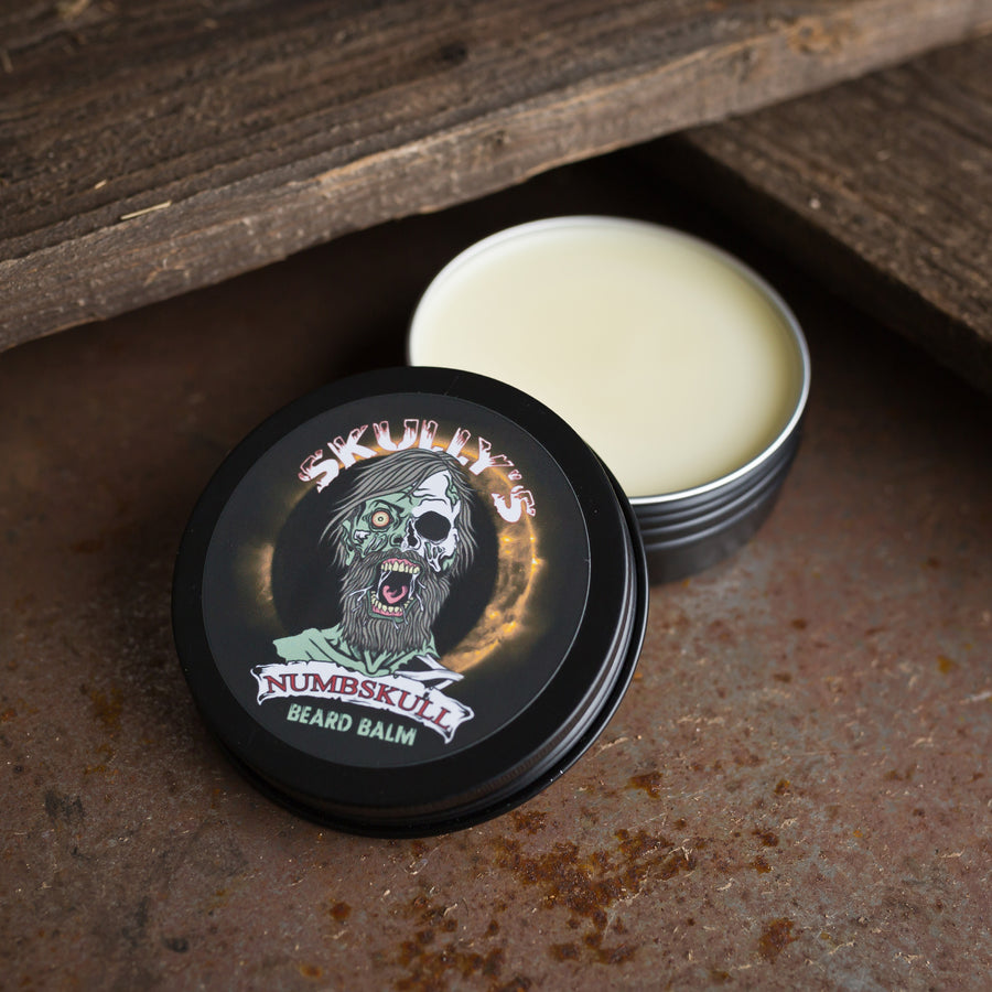 Numbskull beard balm, beard conditioner, beard butter by Skullys Beard Oil. The best beard oil for growth and thickness. Bears oil