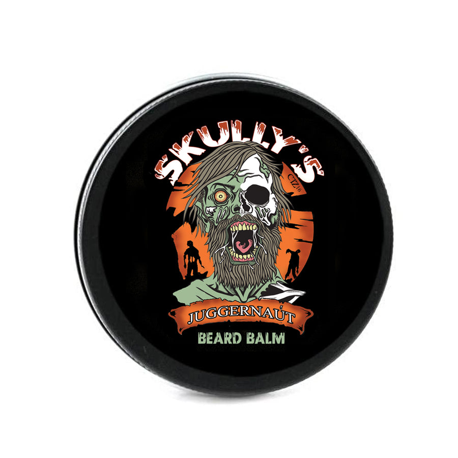 Juggernaut, vetiver beard balm, oudwood beard oil, leather beard balm by skullys beard oil