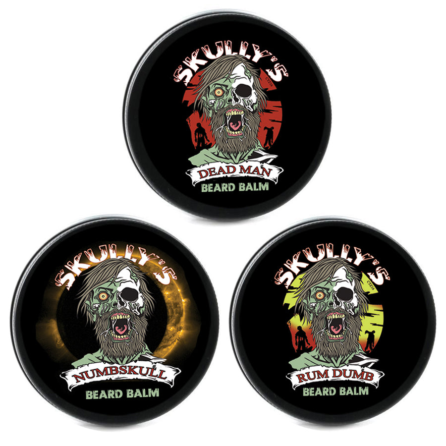 Skullys Dead Man beard balm, Rum Dumb Beard balm, Numbskull beard balm by Skullys Beard Oil